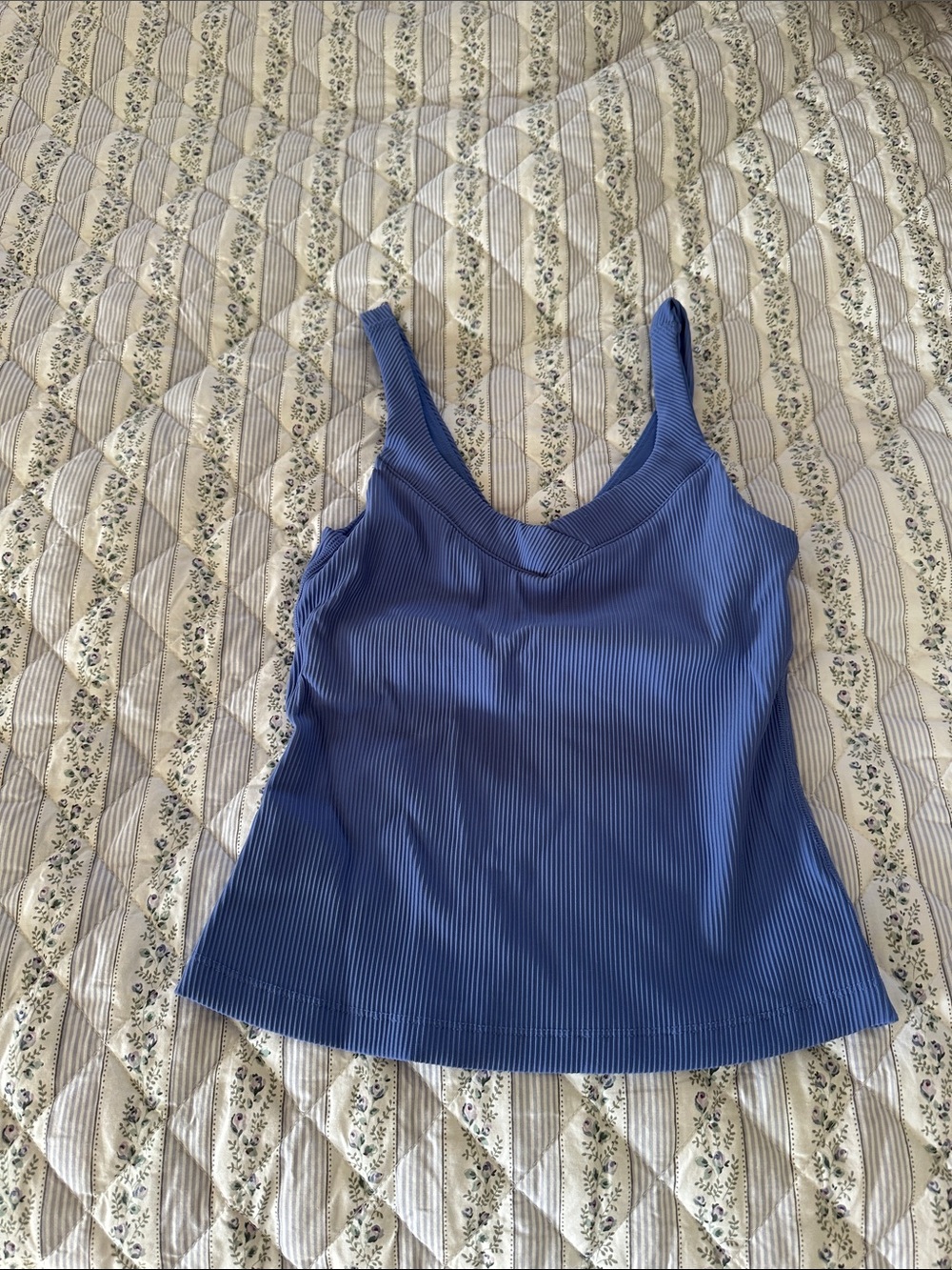 Beyond Yoga Ribbed V-Neck Tank Top in Periwinkle